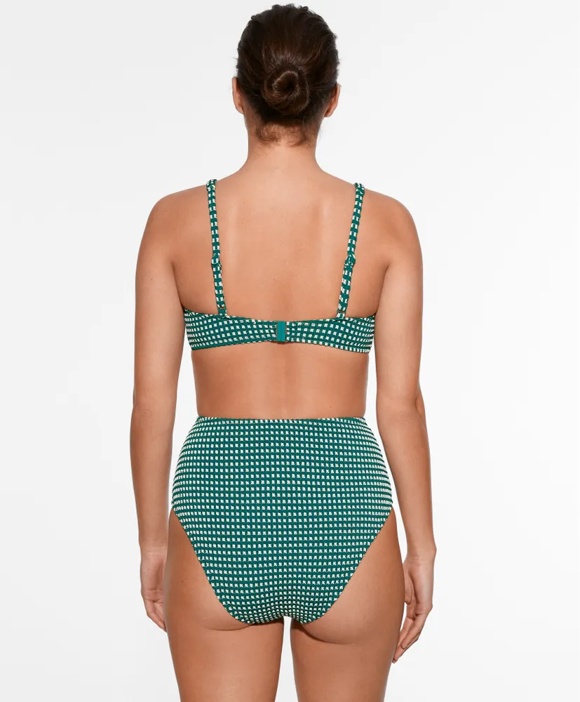 Parte inferior de bikini alta mini cuadro jacquard