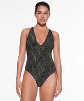 Traje de baño halter jacquard