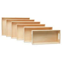 Unfinished Wood Nesting Trays, with Handles and without Handles, 6-set