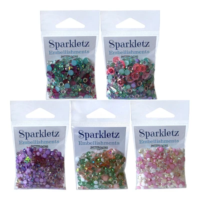 Buttons Galore Sparkletz® Embellishments Bundle, Iridescent Diamonds, Half Pearls, Sequins & Seed Beads Aloha -50 Grams