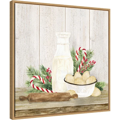 Christmas Kitchen II by Tara Reed 22-in. W x 22-in. H. Canvas Wall Art Print Framed in Natural