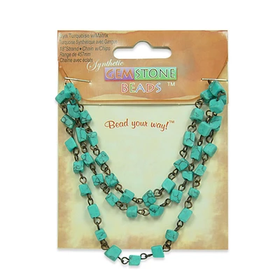 Synthetic Turquoise Chips with Chain (18" Strand)