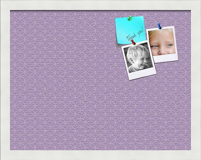 PinPix Custom Bulletin Board Purple Circles Poster Board Has a Fabric Style Canvas Finish, Framed in Satin White Frame