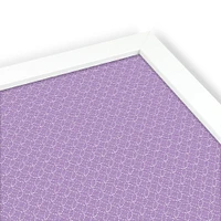 PinPix Custom Bulletin Board Purple Circles Poster Board Has a Fabric Style Canvas Finish, Framed in Satin White Frame