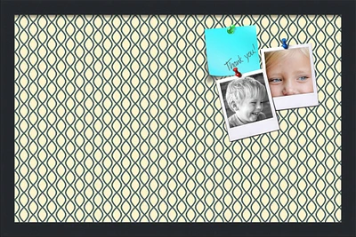 PinPix Custom Bulletin Board Yellow And Blue Waves Poster Board Has a Fabric Style Canvas Finish, Framed in Satin Black
