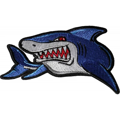 Patch, Embroidered Patch (Iron-On or Sew-On), Shark Patch Shark Teeth, 4" x 2.75"