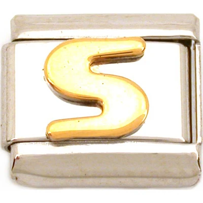 S Italian Charm Gold Plated Letter