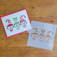 Joy Snowmen Cookie & Craft Stencil | CM183 by Designer Stencils | Cookie Decorating Tools | Baking Stencils for Royal Icing, Airbrush, Dusting Powder | Craft Stencils for Canvas, Paper, Wood | Reusable Food Grade Stencil