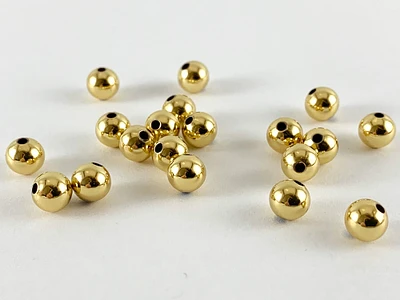 Real Gold 18K Plated Round Ball Spacer Beads Over Brass 20pcs