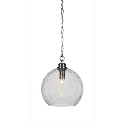 Kimbro Chain Hung Pendant In Brushed Nickel Finish With 11.75" Smoke Bubble Glass