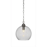 Kimbro Chain Hung Pendant In Brushed Nickel Finish With 11.75" Smoke Bubble Glass