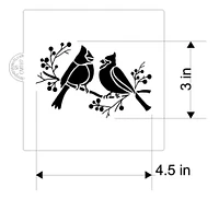 Cardinals on Branch Cookie & Craft Stencil | CM187 by Designer Stencils | Cookie Decorating Tools | Baking Stencils for Royal Icing, Airbrush, Dusting Powder | Craft Stencils for Canvas, Paper, Wood | Reusable Food Grade Stencil