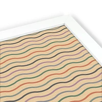 PinPix Custom Bulletin Board Multi Color Waves Poster Board Has a Fabric Style Canvas Finish, Framed in Satin White Frame
