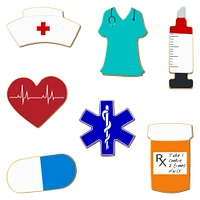 CookieCutter.com Nurse Theme 7 Piece Cookie Cutters Set, Scrubs, Hat, Syringe, Pill Bottle, Heart, Star of Life, Tin Plate Steel, USA