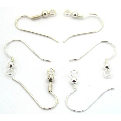 6 Fish Hook Sterling Silver Wire Wrap Ball Earring 22G