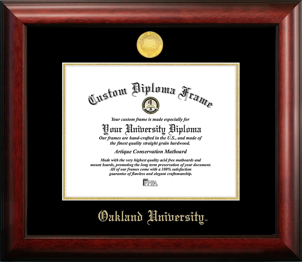 Oakland University 11w x 8.5h Gold Embossed Diploma Frame