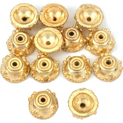 Bali Rope Bead End Caps Gold Plated 9.5mm Approx 12Pcs