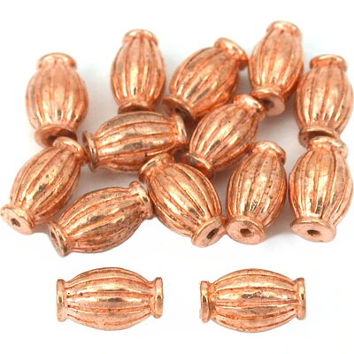 Fluted Tube Bali Beads Copper Plated 9.5mm Approx 14Pcs