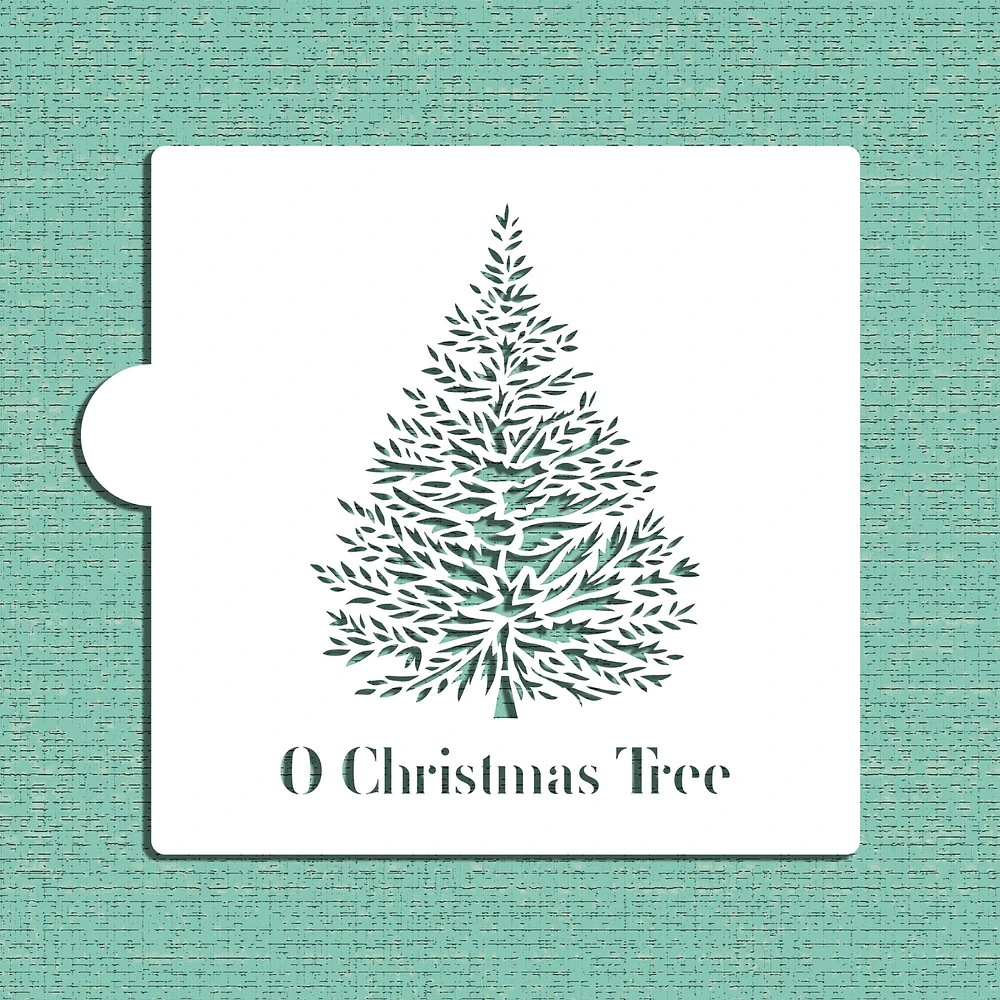 O Christmas Tree Cookie & Craft Stencil | CM185 by Designer Stencils | Cookie Decorating Tools | Baking Stencils for Royal Icing, Airbrush, Dusting Powder | Craft Stencils for Canvas, Paper, Wood | Reusable Food Grade Stencil