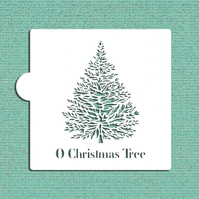 O Christmas Tree Cookie & Craft Stencil | CM185 by Designer Stencils | Cookie Decorating Tools | Baking Stencils for Royal Icing, Airbrush, Dusting Powder | Craft Stencils for Canvas, Paper, Wood | Reusable Food Grade Stencil