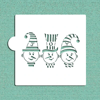 Joy Snowmen Cookie & Craft Stencil | CM183 by Designer Stencils | Cookie Decorating Tools | Baking Stencils for Royal Icing, Airbrush, Dusting Powder | Craft Stencils for Canvas, Paper, Wood | Reusable Food Grade Stencil