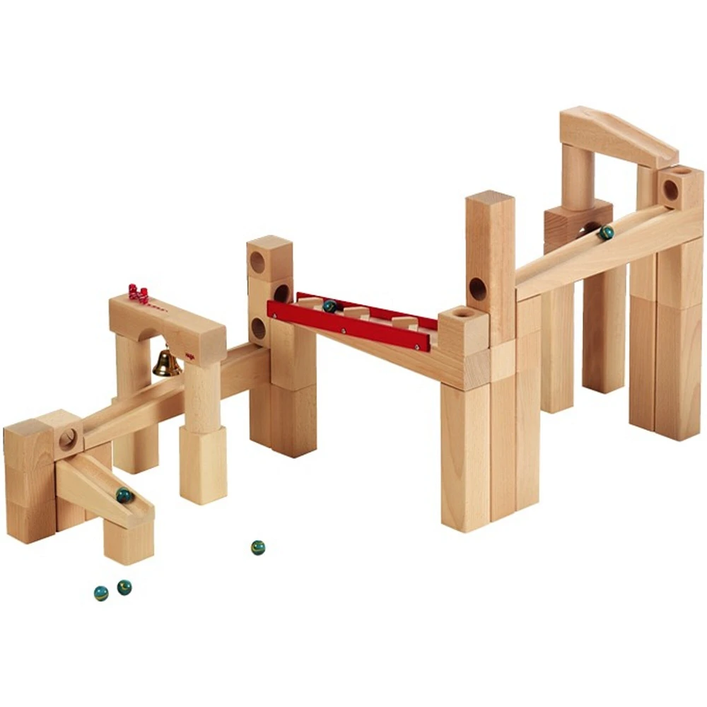 HABA Ball Track Large Basic Set - 42 Piece Wooden Marble Run for Beginner to Expert Architects(Made in Germany)