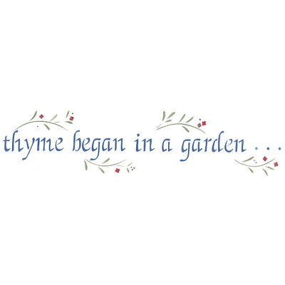 Thyme Began Wall Stencil | 2360 by Designer Stencils | Word & Phrase Stencils | Reusable Art Craft Stencils for Painting on Walls, Canvas, Wood | Reusable Plastic Paint Stencil for Home Makeover | Easy to Use & Clean Art Stencil