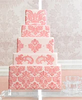 Martha Stewart's Five Tier Damask Cake Stencil Set | C406 by Designer Stencils | Cake Decorating Tools | Baking Stencils for Royal Icing, Airbrush, Dusting Powder | Reusable Plastic Food Grade Stencil for Cakes | Easy to Use & Clean Cake Stencil