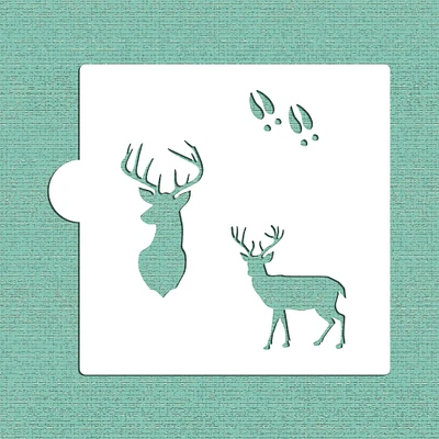 Deer Buck Cookie & Craft Stencil | CM120 by Designer Stencils | Cookie Decorating Tools | Baking Stencils for Royal Icing, Airbrush, Dusting Powder | Craft Stencils for Canvas, Paper, Wood | Reusable Food Grade Stencil