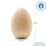 Wooden Eggs Unfinished Flat Bottom, Multiple Sizes Available