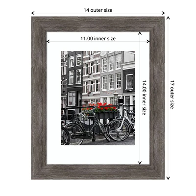 Pinstripe Lead Grey Wood Picture Frame