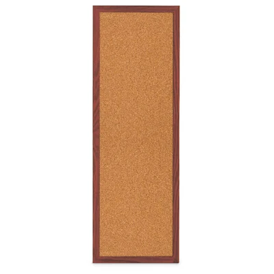 Self healing natural tan corkboard with cherry wood frame 12" x 36"