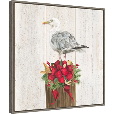 Christmas on the Coast IV by Tara Reed 22-in. W x 22-in. H. Canvas Wall Art Print Framed in Grey