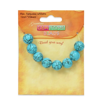 Synthetic Turquoise with Matrix Beads Pack of 8