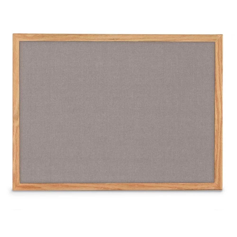 Pearl fabric corkboard with light oak wood frame 24" x 18"