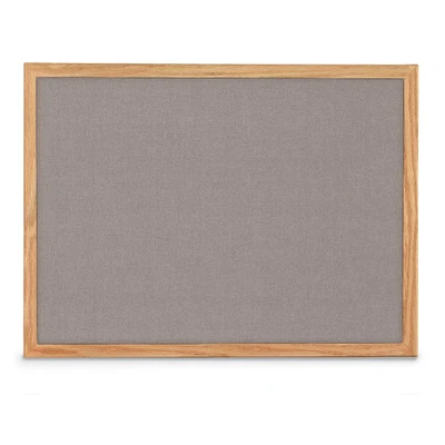 Pearl fabric corkboard with light oak wood frame 24" x 18"