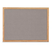 Pearl fabric corkboard with light oak wood frame 24" x 18"