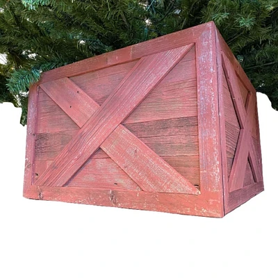 Rustic Farmhouse Small Deluxe 17" Reclaimed Wooden Christmas Tree Box Collar