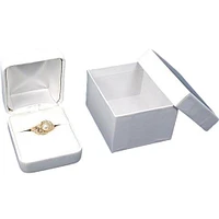 6 White Leather Ring Gift Boxes Jewelry Case Display