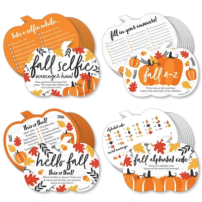 Big Dot of Happiness Fall Pumpkin - 4 Halloween or Thanksgiving Party Games - 10 Cards Each - Gamerific Bundle