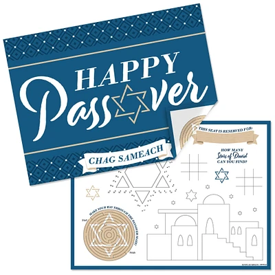 Big Dot of Happiness Happy Passover - Paper Pesach Party Coloring Sheets - Activity Placemats - Set of 16