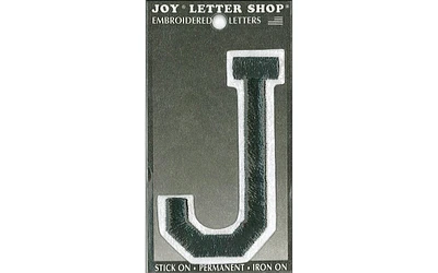 Joy Applique Letter Iron On Varsity 3" Black J