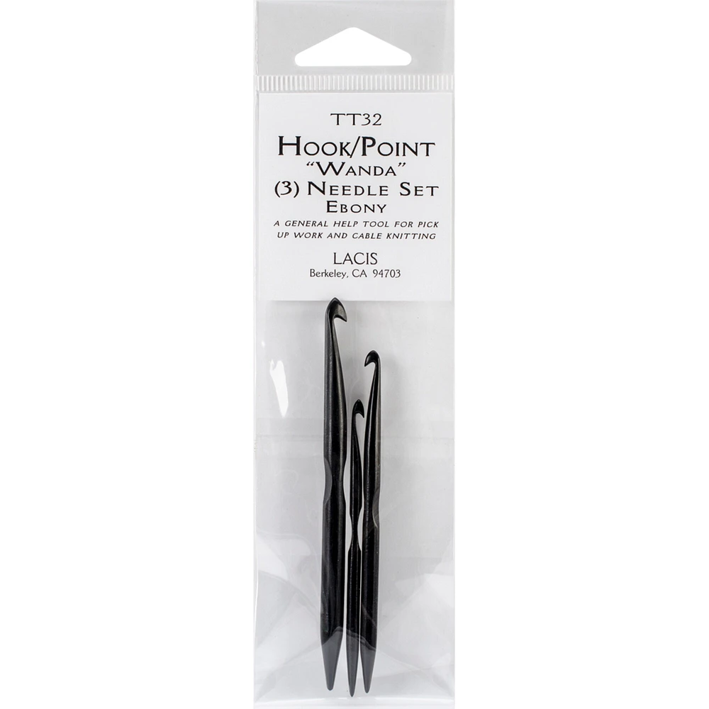 Lacis Double-Ended Ebony Crochet Hooks 3/Pkg-D4/3Mm - 3", F6/4Mm - 3.5", J10/6Mm - 4"