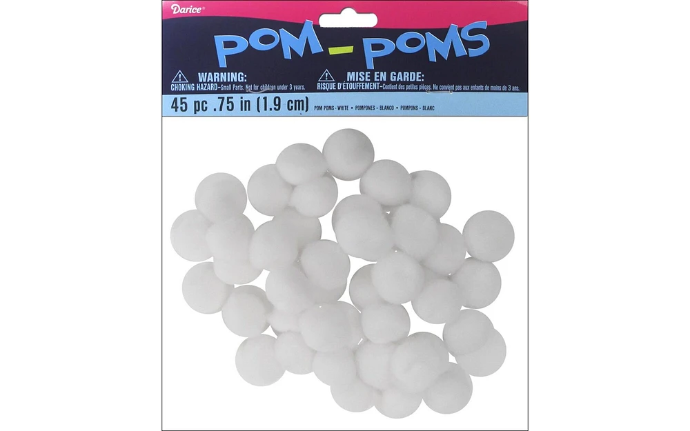 Darice Pom Pom .75" White 45pc