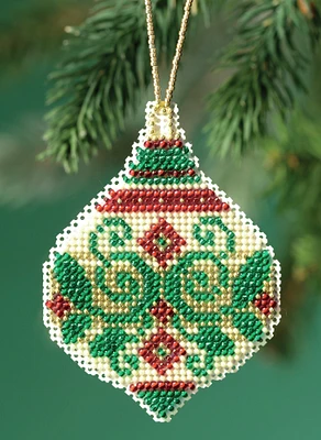 Mill Hill Counted Cross Stitch Ornament Kit 2.5"X3.5"-Emerald Flourish (14 Count)
