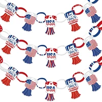 Big Dot of Happiness Stars & Stripes - 90 Chain Links & 30 Paper Tassels Kit - Memorial Day, 4th of July and Labor Day Paper Chains Garland - 21 feet