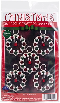 Design Works Beaded Ornament Kit 2.5" Set of 10-Ring In The Season