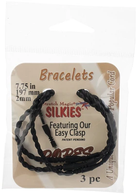 Stretch Magic Silkies Rope Bracelets 7.75" 3/Pkg-Black