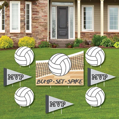 Big Dot of Happiness Bump, Set, Spike - Volleyball - Yard Sign & Outdoor Lawn Decorations - Baby Shower or Birthday Party Yard Signs - Set of 8