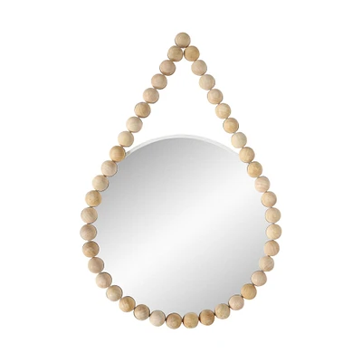 Kingston Living 36" White and Brown Beaded Wall Mirror